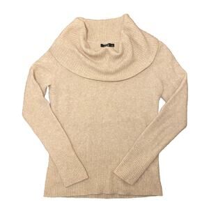 APT 9 Women’s Large Cowl Neck 100% Cashmere Sweater | Neutral Dark Cream EUC